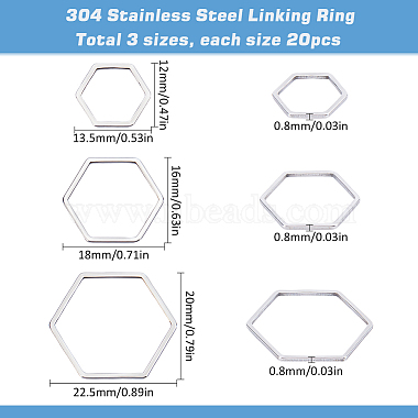 60個 3 サイズ 304 ステンレススチール製リンクリング(STAS-SC0007-47)-2