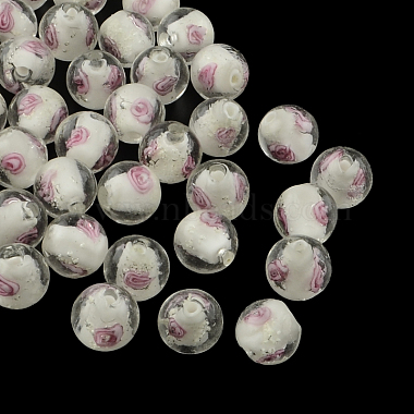 8mm White Round Lampwork Beads