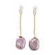 Pendientes rectangulares de perlas naturales para mujer.(EJEW-E303-05G)-1