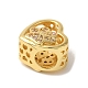 Heart with Paw Print Pattern Rack Plating Brass Micro Pave Cubic Zirconia European Beads(KK-G511-05A-G)-2