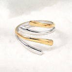 304 Stainless Steel Cuff Open Rings for Women, Ion Plating(IP), Golden & Stainless Steel Color, 15mm, Inner Diameter: 19mm(SA-CBA82C8-08GP)