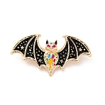 Bat Enamel Pins, Alloy Brooches for Clothes, Colorful, 21.5x41.5mm(JEWB-P052-01G)