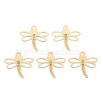 Autumn Theme Rack Plating 304 Stainless Steel Pendants, Etched Metal Embellishments, Nickel Free, Dragonfly, Real 18K Gold Plated, 14.5x15.5x0.4mm, Hole: 1.2mm(STAS-T057-45G)