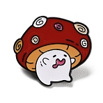 Mushroom Enamel Pins, Alloy Lapel Pin Backs for Backpack Clothes, Black, Red, 25.5x28mm(JEWB-I060-03EB-03)