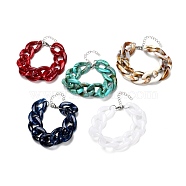 Chunky Acrylic Curb Chain Bracelet for Girl Women, Mixed Color, 7-7/8 inch(20cm)(BJEW-JB06876)