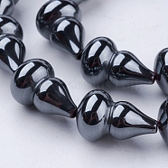 Non-magnetic Synthetic Hematite Beads Strands, Calabash/Gourd, 17.5x11mm, Hole: 1.5mm, about 23pcs/strand, 15.9 inch(40.5cm)(G-P341-37-11x17mm)