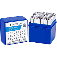 Iron Seal Stamps, Including Letter A~Z, Number 0~8 and Ampersand &, Platinum, 64x8x8mm, Pattern: 6mm, 36pcs/box(AJEW-BC0005-48)