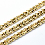 Eco-Friendly Brass Cuban Link Chains, Curb Chains, Unwelded, Lead Free & Cadmium Free & Nickel Free, Real 18K Gold Plated, 9.5x7x3.5mm(KK-P155-57G-NR)