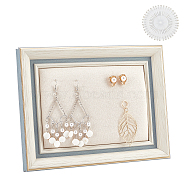 ABS Plastic Earring Display Stands, Photo Frame Earring Organizer Holder Coverd with Linen, with Needles, Rectangle, Antique White, Finished Product: 14.5x17.5x20.5cm, about 2pcs/set(EDIS-WH0031-02B)