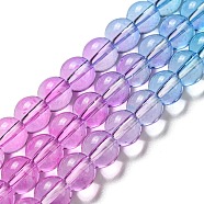 Dyed & Heated Synthetic Quartz Beads Strands, Gradient Color Round Beads, Violet, 8mm, Hole: 1mm, about 55~56pcs/strand, 15.55''~15.75''(39.5~40cm)(G-P502-01B-02)