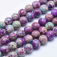 Natural Imperial Jasper Beads Strands, Dyed, Round, Blue Violet, 4mm, Hole: 1mm, about 90pcs/strand, 15.5 inch(G-I122-4mm-15)
