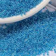 MIYUKI Round Rocailles Beads, Japanese Seed Beads, (RR537) Blue Ceylon, 15/0, 1.5mm, Hole: 0.7mm, about 5555pcs/bottle, 10g/bottle(SEED-JP0010-RR0537)