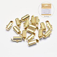 Long-Lasting Plated Brass Slide On End Clasps, Real 18K Gold Plated, Nickel Free, Tube, 9x5.5x4mm, Hole: 1mm, Inner Diameter: 2.5mm(X-KK-K193-119G-NF)