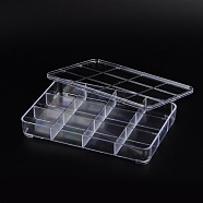 Clear Plastic Storage Container With Lid, 12 Compartments, 14.5cm wide, 23cm long, 3.6cm high(C039Y)