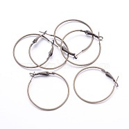 Iron Hoop Earrings, Nickel Free, Antique Bronze, 18 Gauge, 35x1mm(E220-NFAB)