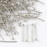 Brass Ball Head pins, Cadmium Free & Lead Free, Platinum, 24x0.7mm, 21 Gauge, Head: 2mm, about 10000pcs/bag(KK-R020-20P)