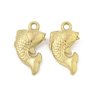 Ion Plating(IP) 304 Stainless Steel Pendants, Fish Charm, Real 18K Gold Plated, 17x10.5x3mm, Hole: 1.5mm(STAS-I307-544G)