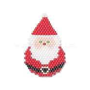 Handmade MIYUKI Japanese Seed Loom Pattern Seed Beads, Santa Claus Pendants for Christmas, Red, 42x27x1.7mm, Hole: 1.2mm(PALLOY-MZ00110)