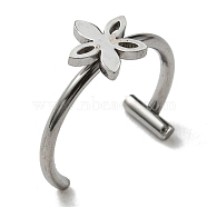 304 Stainless Steel Eyebrow Ring, Lip Piercing and Nose Studs Body Jewelry, Flower, Stainless Steel Color, 11x12mm, Pin: 1mm(AJEW-H140-01P)