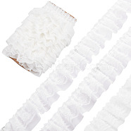 10M Double-Layer Pleated Polyester Chiffon Lace Trim, for Costume Decoration, White, 2 inch(50mm), about 10.94 Yards(10m)/Bag(OCOR-GF0002-14A)