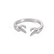 Hand Gesture Love Open Cuff Ring, Alloy Jewelry for Women, Cadmium Free & Lead Free, Platinum, US Size 8(18.1mm)(RJEW-S038-226)