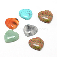 Natural & Synthetic Mixed Stone Cabochons, Heart, 15x18x6mm(X-G-T029-18X15mm-M)
