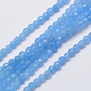 Natural White Jade Beads Strands, Faceted Round, Dyed, Sky Blue, 3mm, Hole: 0.8mm, about 113~123pcs/strand, 15 inch(G-A129-3mm-B04)