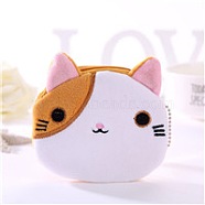 Cute Cat Velvet Zipper Wallets with Tag Chain, Coin Purses, Change Purse for Women & Girls, White, 12.5x11.5cm(ANIM-PW0002-26F)