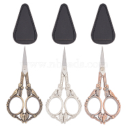 3Pcs 3 Colors Stainless Steel Bird Scissors with Alloy Handle, Sewing Embroidery Scissors, and 3Pcs PU Leather Scissor Tip Protective Covers, Mixed Color, Scissor: 12.6cm(SENE-UN0001-01)