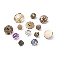 1-Hole Alloy Button, Half Round with Hollow out Flower Pattern, Mixed Color, 15~30x2.5~14mm, Hole: 2~4mm(BUTT-XCP0001-08)