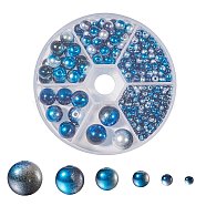 Rainbow ABS Plastic Imitation Pearl Beads, Gradient Mermaid Pearl Beads, Round, Midnight Blue, 3mm/4mm/6mm/8mm/10mm/12mm, Hole: 1~2mm, 564pcs/box(OACR-YW0001-03K)