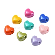 32Pcs 8 Colors Opaque Acrylic European Beads, Large Hole Beads, Pearlized, Heart, Mixed Color, 19.5x21.5x14.5mm, Hole: 4mm(MACR-YW0001-42)