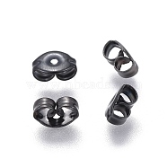 304 Stainless Steel Friction Ear Nuts, Electrophoresis Black, 6x4.5x3mm, Hole: 0.8mm(STAS-F203-03B)