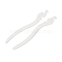 Opaque Acrylic Hair Sticks, Floral White, 180x18.5x4.5mm, Hole: 1.8mm(OHAR-C011-03C)