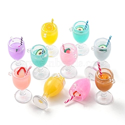 Translucent Resin Pendants, Drink Charms, Juice Cup, Mixed Color, 45.5x23x18.9mm, Hole: 2mm, about 10pcs/bag(RESI-D067-01H)