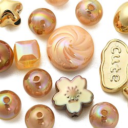 Acrylic Beads, Mixed Shapes, Brown, 8~51x8~51x6~27.5mm, Hole: 1.8~3.8mm(OACR-YW0001-70F)