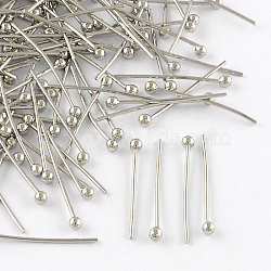 Brass Ball Head pins, Cadmium Free & Lead Free, Platinum, 24x0.7mm, 21 Gauge, Head: 2mm, about 10000pcs/bag(KK-R020-20P)