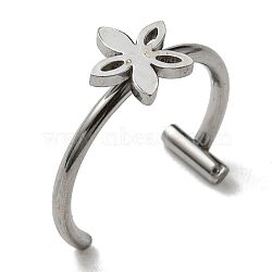 304 Stainless Steel Eyebrow Ring, Lip Piercing and Nose Studs Body Jewelry, Flower, Stainless Steel Color, 11x12mm, Pin: 1mm(AJEW-H140-01P)