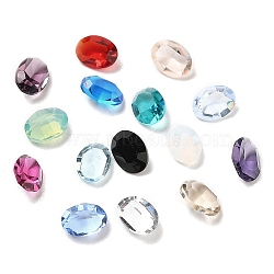 Pointed Back Glass Rhinestone Cabochons, Faceted, Oval, Mixed Color, 8x6x3.5~4mm(GLAA-B012-44A)