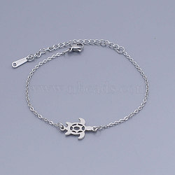 201 Stainless Steel Link Bracelets, with Lobster Claw Clasps, Tortoise, Stainless Steel Color, 6-5/8 inch~6-7/8 inch(16.95~17.5cm)(BJEW-T011-JN483-1)
