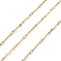 Ion Plating(IP) Handmade 304 Stainless Steel Wave Link Chains, Soldered, with Spool, Golden, 13x1x1mm, Ring: 2mm, about 32.81 Feet(10m)/Roll(CHS-G025-14G)