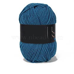 4-Ply Milk Cotton Yarn for Tufting Gun Rugs, Amigurumi Yarn, Crochet Yarn, for Sweater Hat Socks Baby Blankets, Marine Blue, 2.5mm(PW-WG79AB6-61)