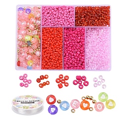 DIY Jewelry Making Kits, Including Round 8/0 Glass Seed Beads, Acrylic & ABS Plastic Beads, Elastic Crystal Thread, Mixed Color, Beads: about 3140pcs/set(DIY-YW0004-16E)