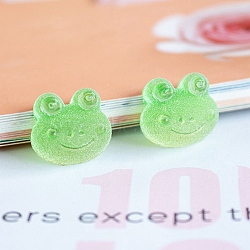 Resin Cabochons Accessories, Imitation Fondants, Frog, Lime Green, 13.5x15x8mm(RESI-WH0015-10)