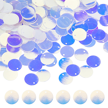 Ornament Accessories, PVC Plastic Paillette/Sequins Pendants, Flat Round, Colorful, 15.5x0.1mm, Hole: 1.4mm, 387pcs/set