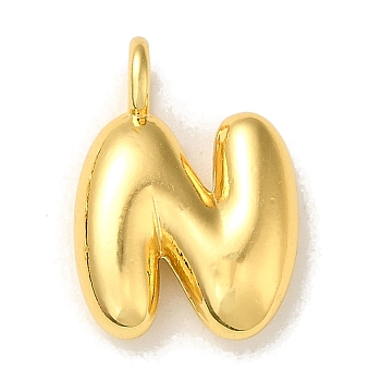 Brass Pendants, Real 18K Gold Plated, Letter N, 19.5x14x5.5mm, Hole: 3.3mm