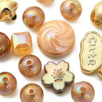 Acrylic Beads, Mixed Shapes, Brown, 8~51x8~51x6~27.5mm, Hole: 1.8~3.8mm
