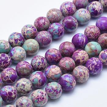 Natural Imperial Jasper Beads Strands, Dyed, Round, Blue Violet, 4mm, Hole: 1mm, about 90pcs/strand, 15.5 inch