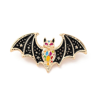 Bat Enamel Pins, Alloy Brooches for Clothes, Colorful, 21.5x41.5mm