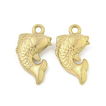 Ion Plating(IP) 304 Stainless Steel Pendants, Fish Charm, Real 18K Gold Plated, 17x10.5x3mm, Hole: 1.5mm